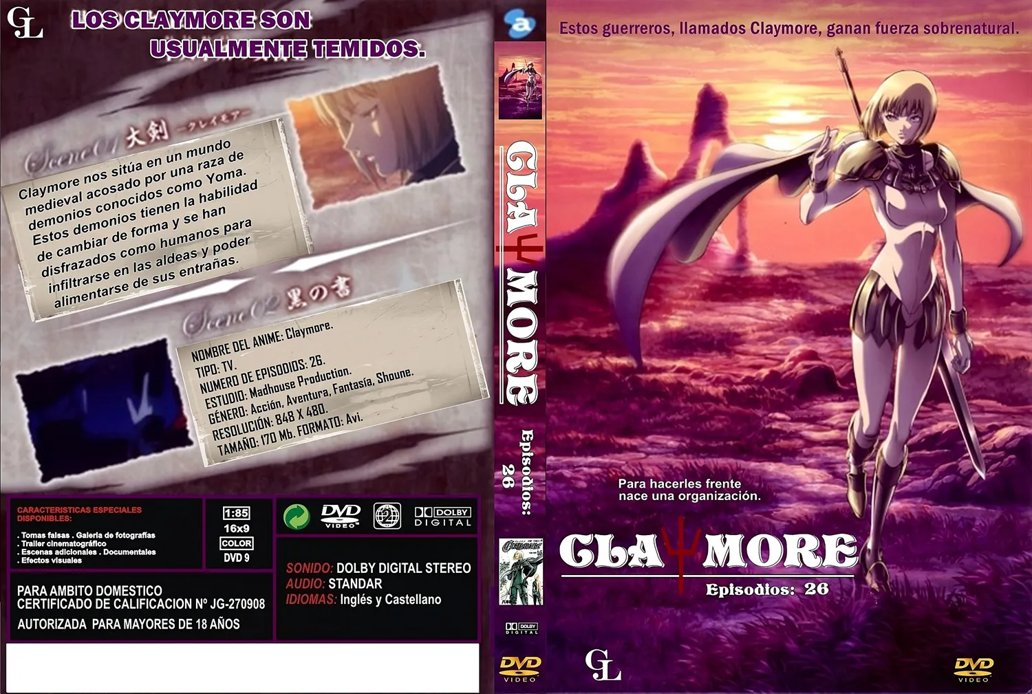 Claymore – Mkv Dual Latino 1080p – Mega – Mediafire